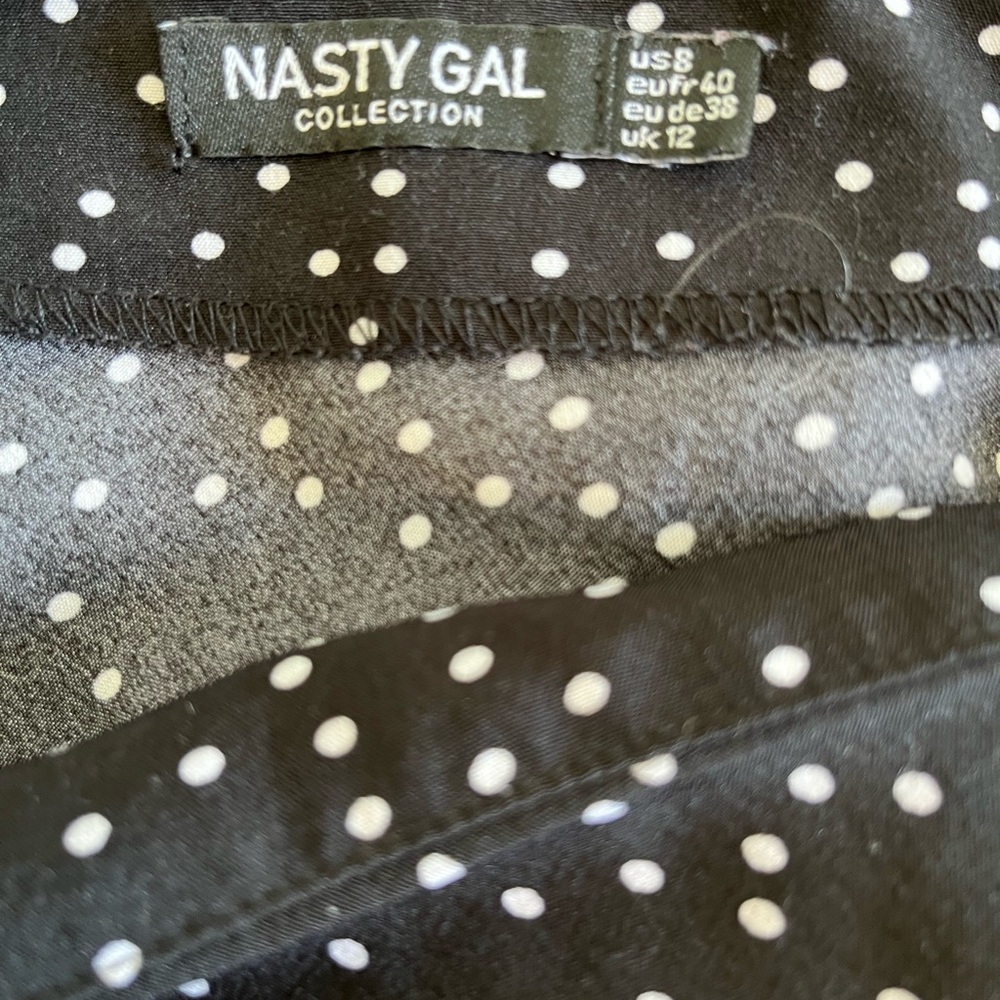 Nasty Gal Black Polka Dot Size S Midi Skirt - Picture 3 of 3